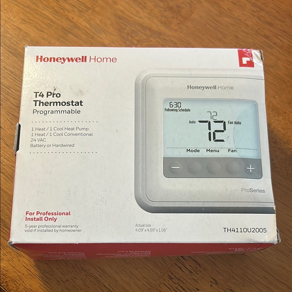 New Honeywell Home T4 Pro programmable thermostat